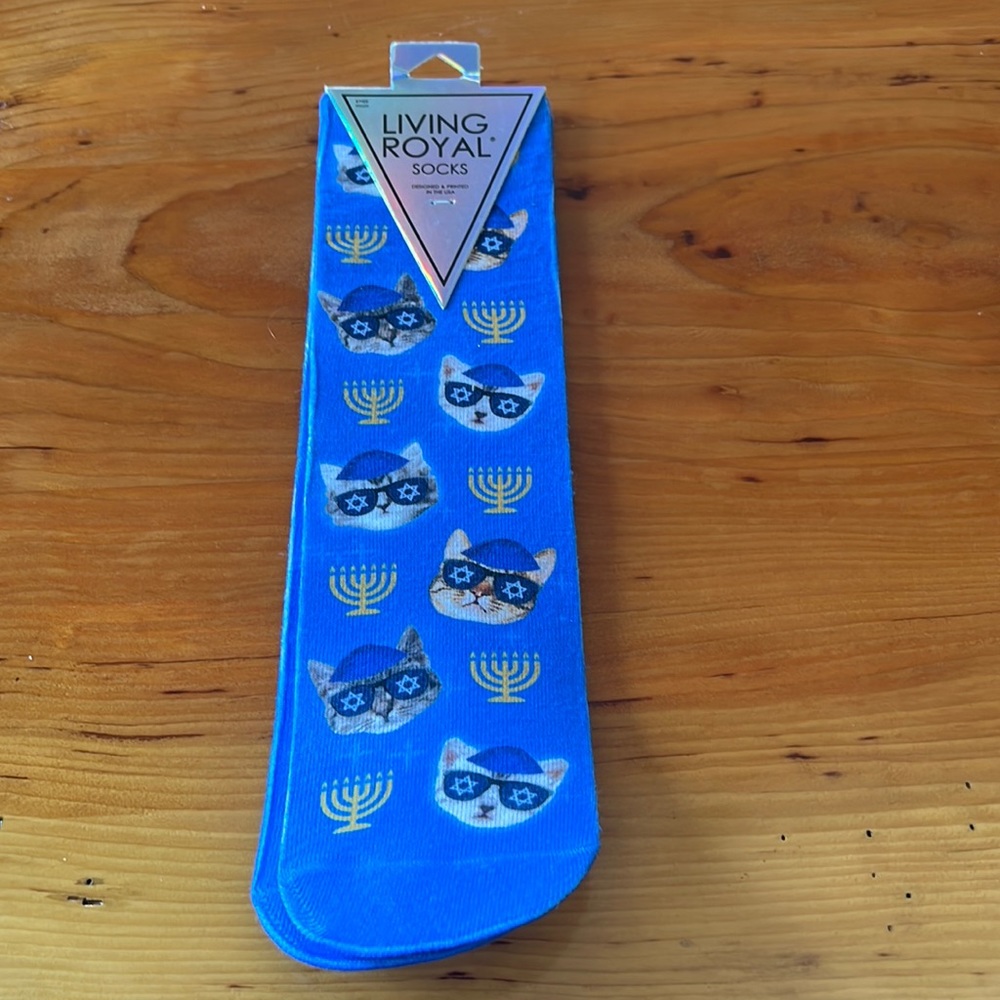 NWT - Living royal knee high Hanukkah cat socks